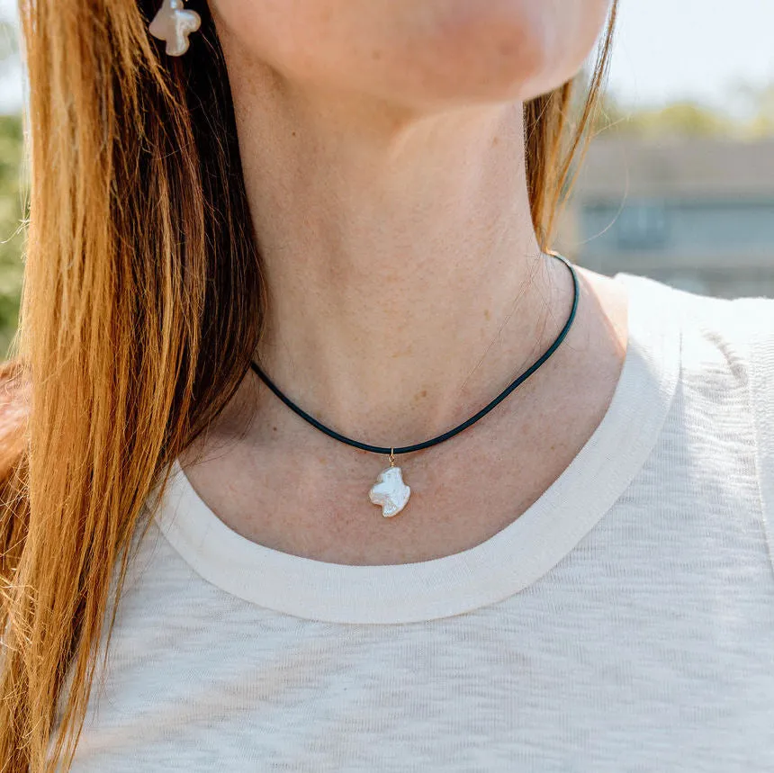 Keishi Pearl Necklace on Leather Cord