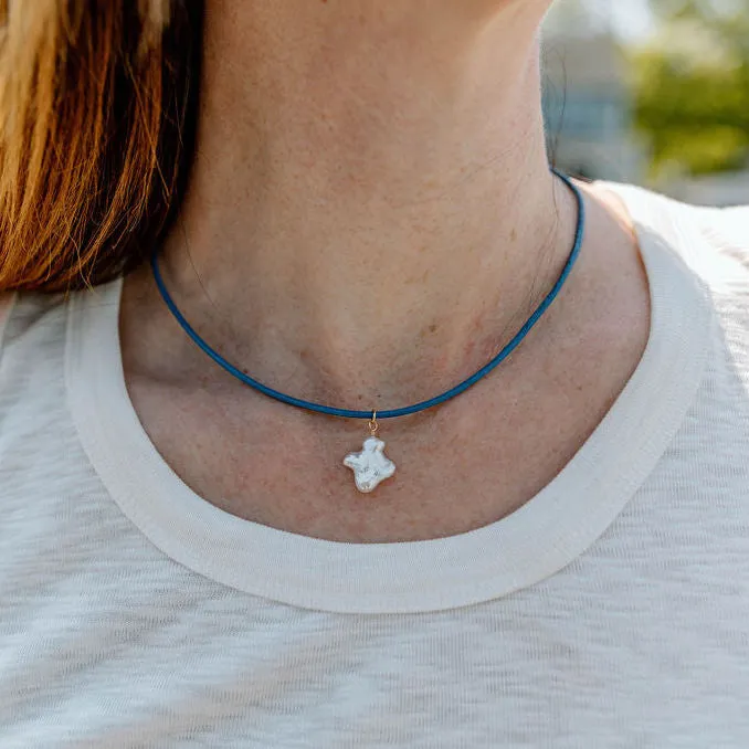Keishi Pearl Necklace on Leather Cord