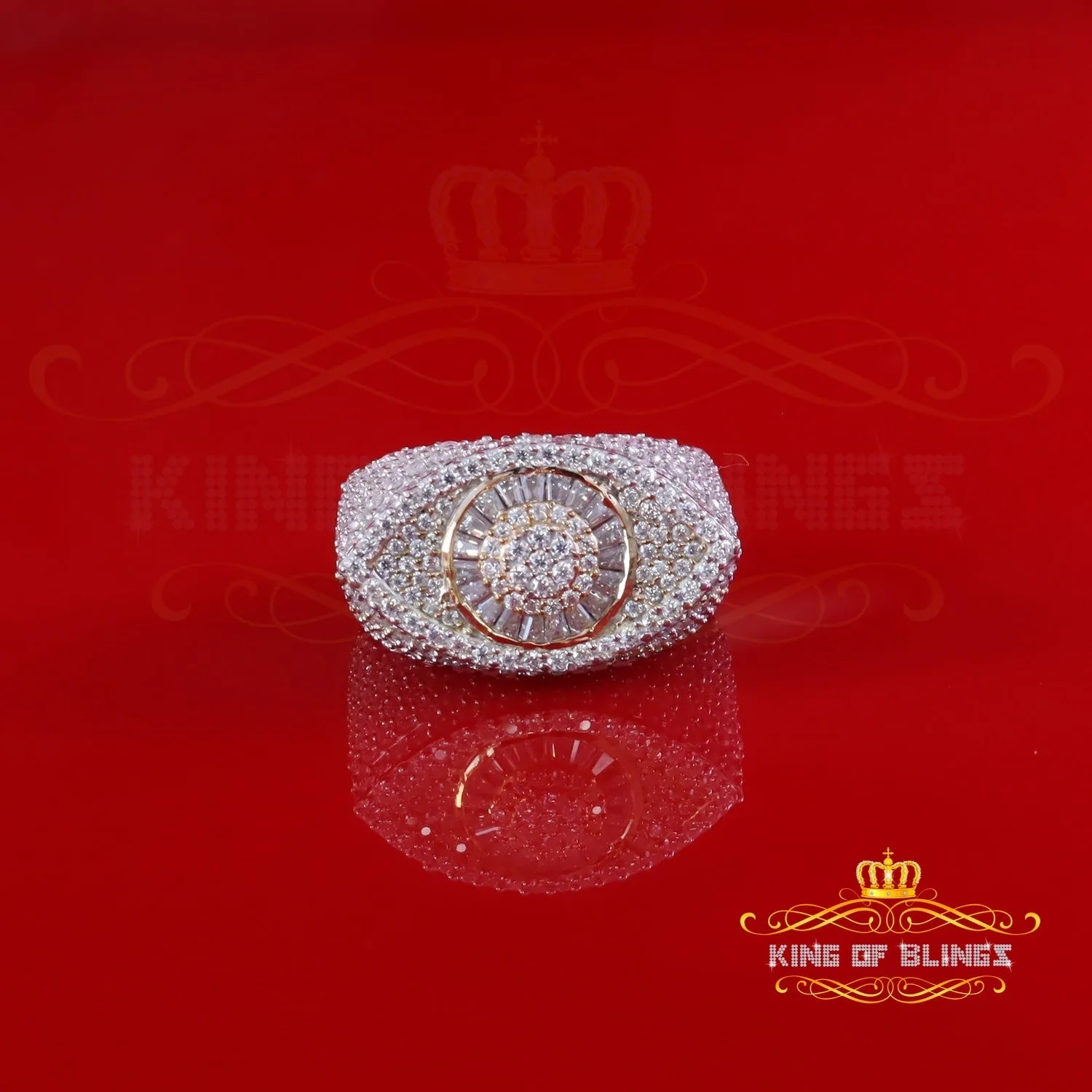 King Of Bling's 925 Silver Tapper Stone Men's White 4.00ct Moissanite VVS D Evil Eye Ring SZ10