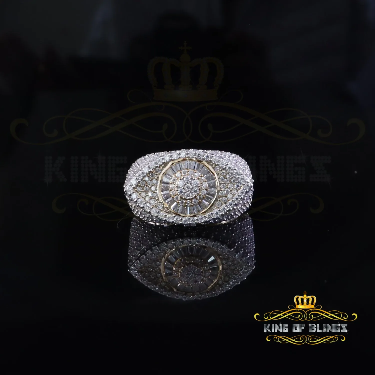 King Of Bling's 925 Silver Tapper Stone Men's White 4.00ct Moissanite VVS D Evil Eye Ring SZ10