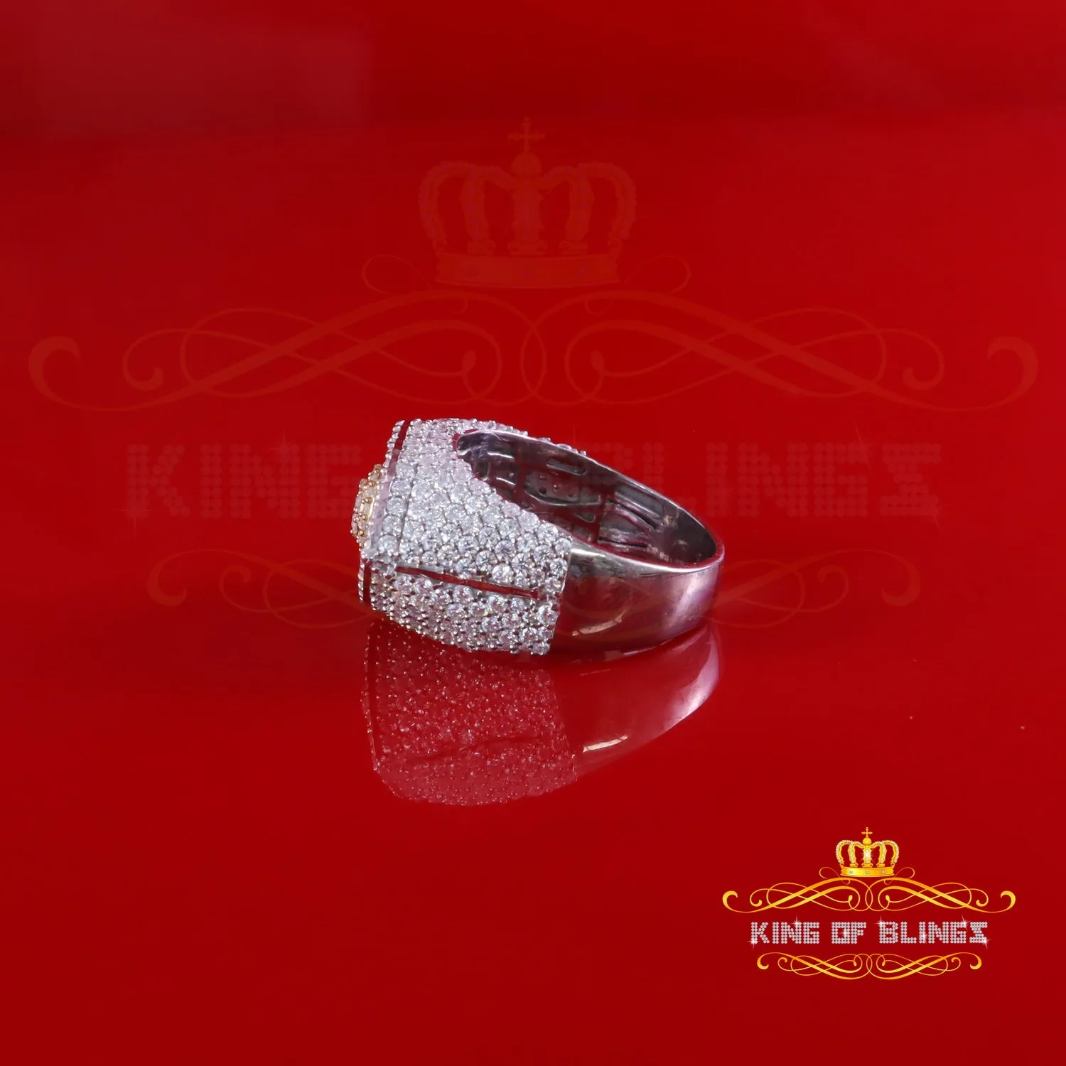 King Of Bling's 925 Silver Tapper Stone Men's White 4.00ct Moissanite VVS D Evil Eye Ring SZ10