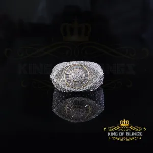 King Of Bling's 925 Silver Tapper Stone Men's White 4.00ct Moissanite VVS D Evil Eye Ring SZ10