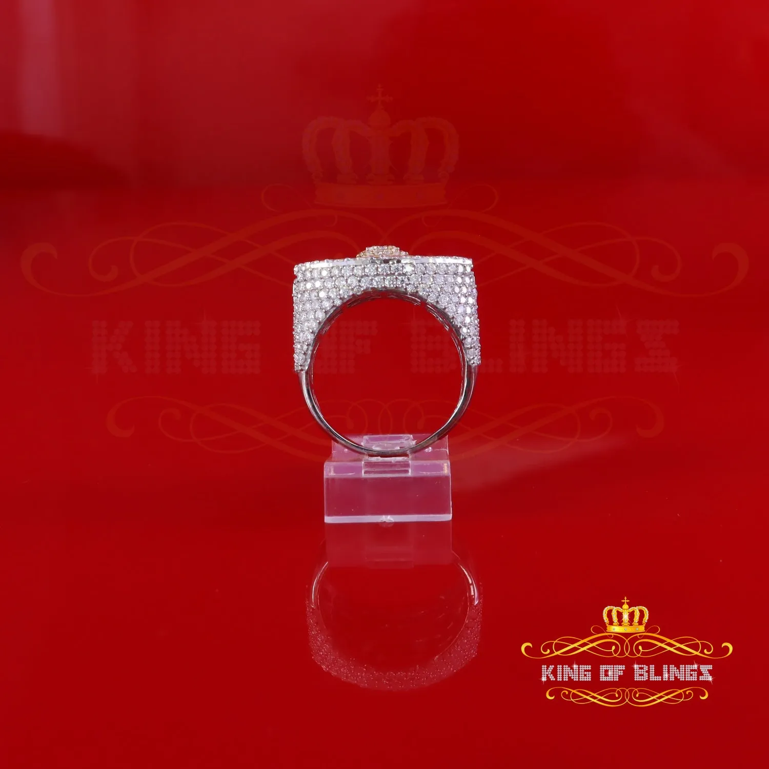 King Of Bling's 925 Silver Tapper Stone Men's White 4.00ct Moissanite VVS D Evil Eye Ring SZ10