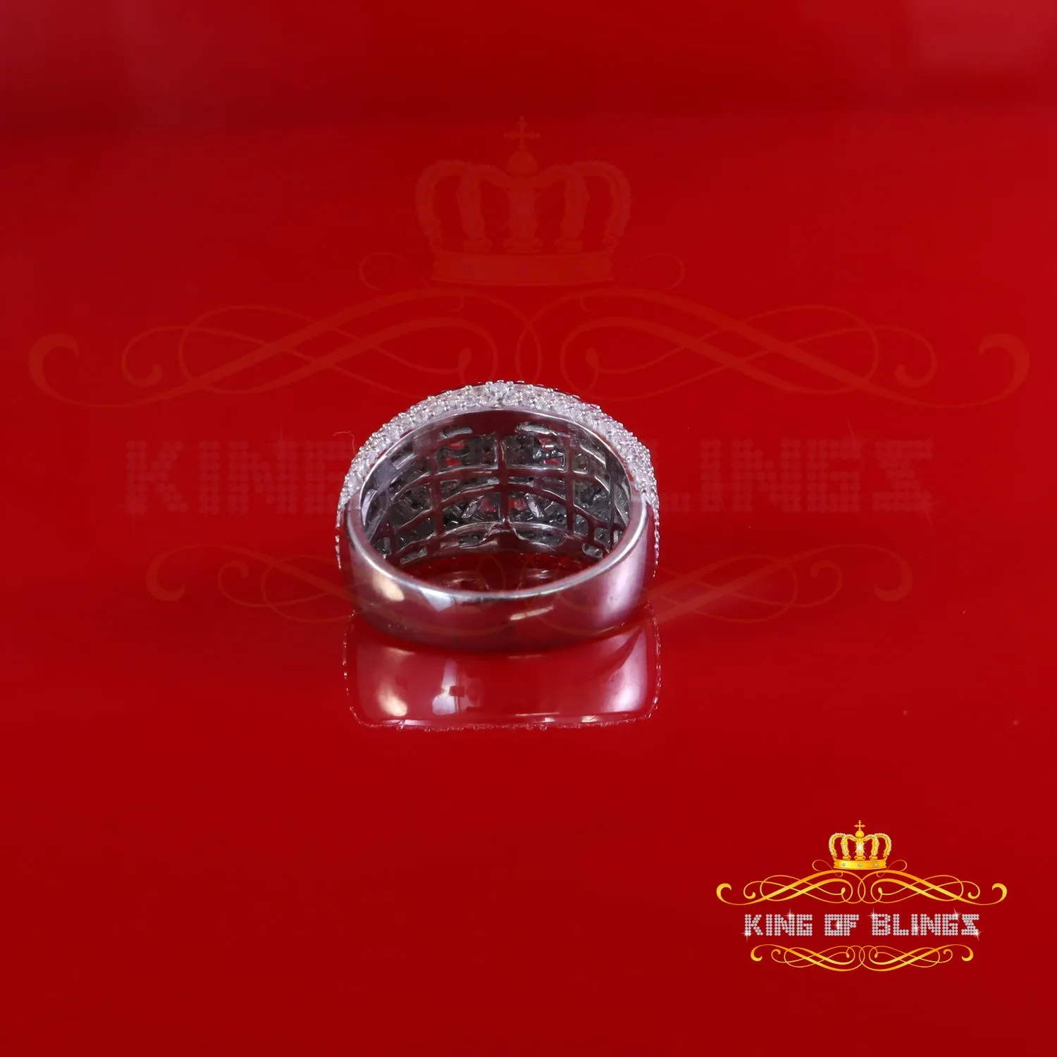 King Of Bling's 925 Silver Tapper Stone Men's White 4.00ct Moissanite VVS D Evil Eye Ring SZ10