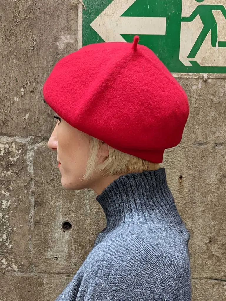 KOPKA Roll Up Woollen Beret - Cherry