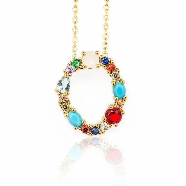 Lettre Multicolor Initial Charm Necklace