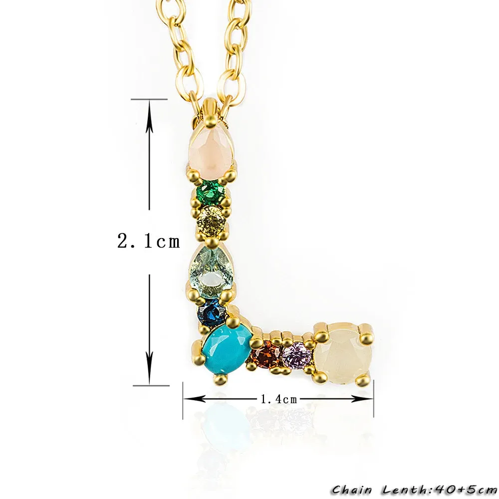 Lettre Multicolor Initial Charm Necklace
