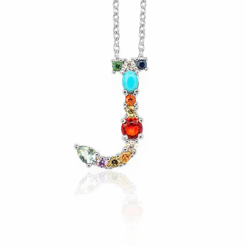 Lettre Multicolor Initial Charm Necklace