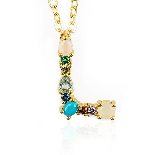 Lettre Multicolor Initial Charm Necklace