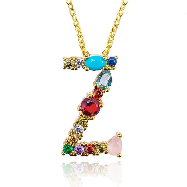 Lettre Multicolor Initial Charm Necklace