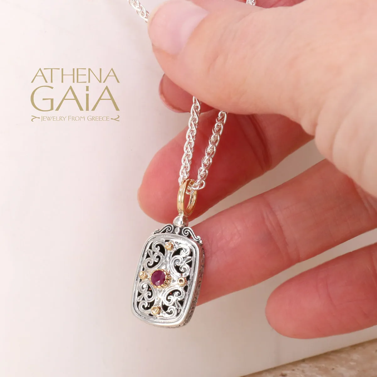 Mediterranean Ruby Tablet Pendant