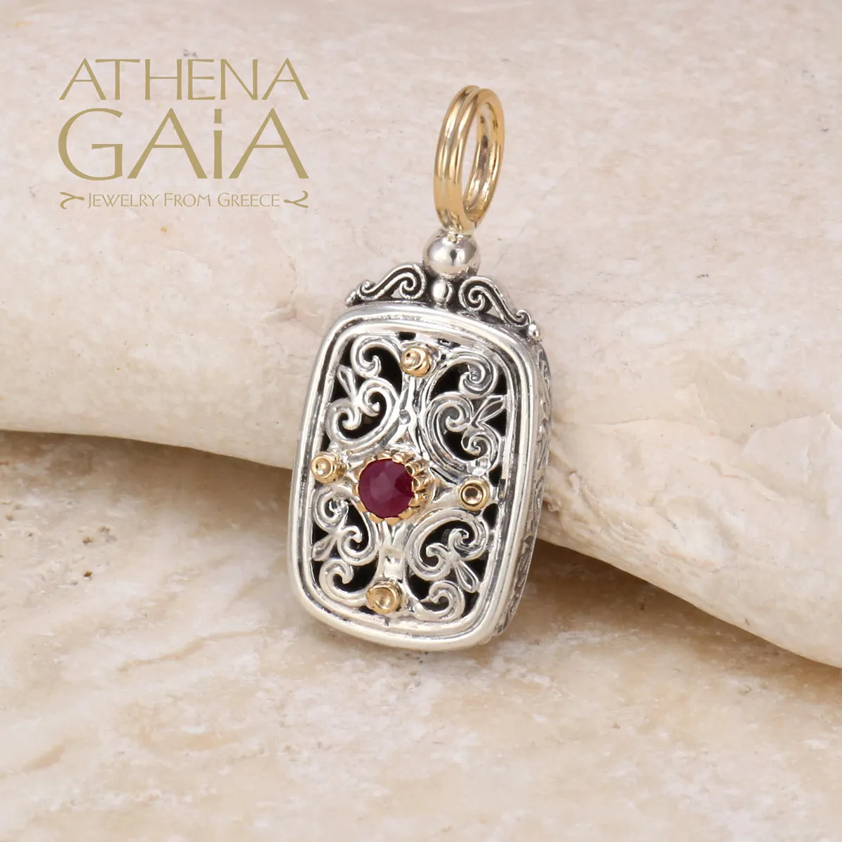 Mediterranean Ruby Tablet Pendant
