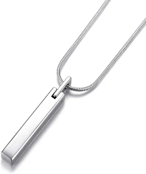 MOO&LEE Men's Tungsten Steel Bar Pendant Necklace with 22 Inches Stainless Steel Snake Chain