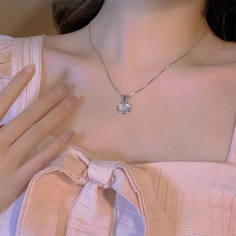 Moonlight Blue Necklace Clavicle Chain Jewelry Women's Gentle Wear Accessory