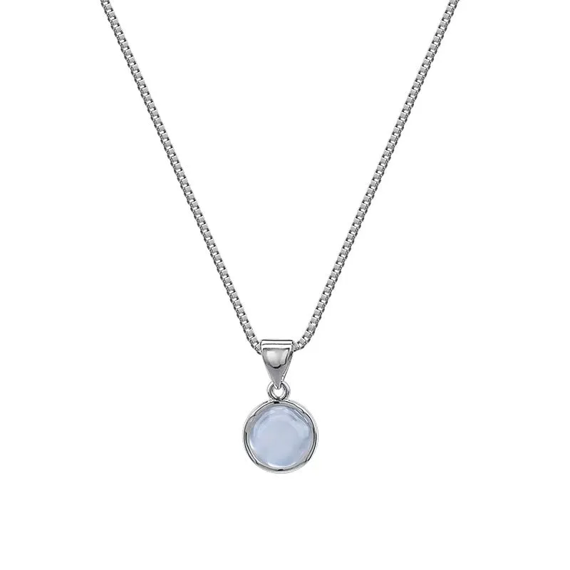 Moonlight Blue Necklace Clavicle Chain Jewelry Women's Gentle Wear Accessory
