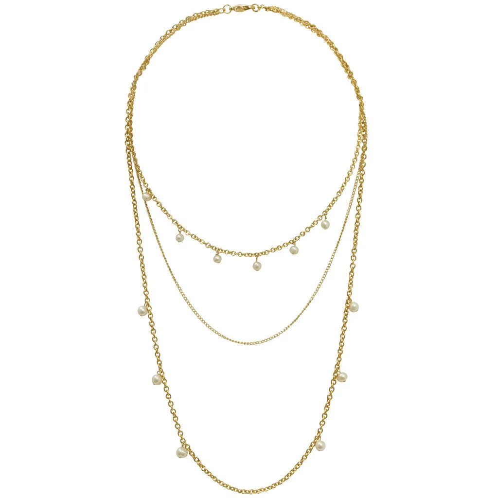 Multi Layer Pearl Drop Necklace