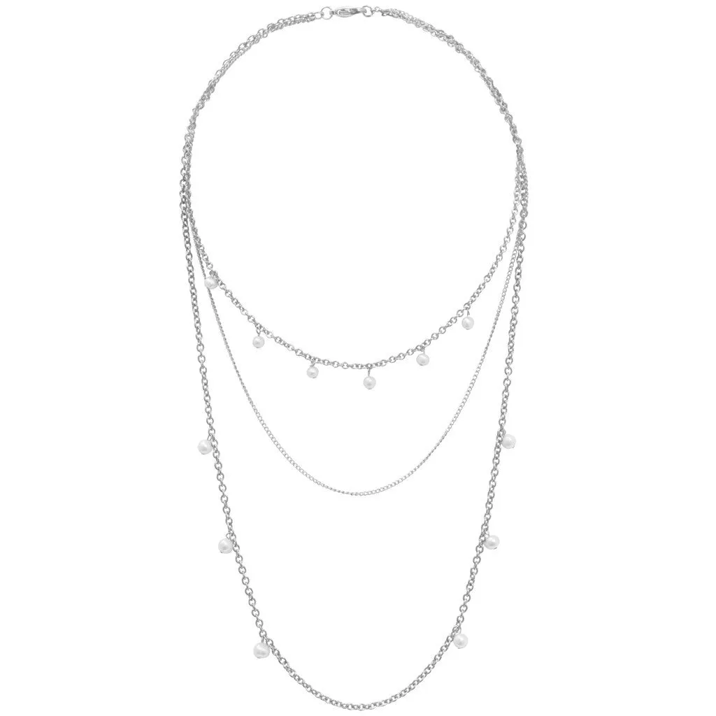 Multi Layer Pearl Drop Necklace