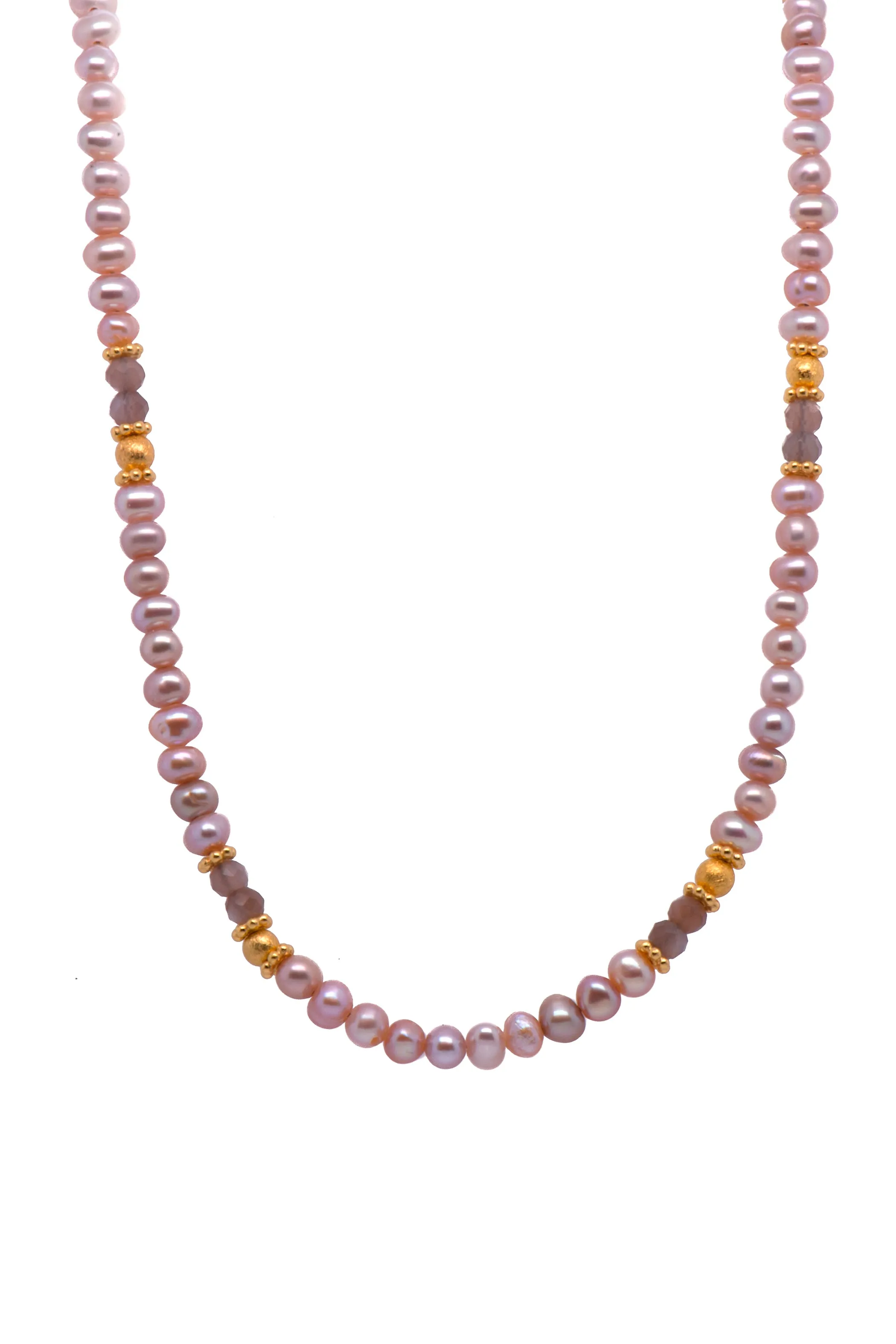 Natural Pearl and Moonstone Necklace Fair Trade 24K Gold Vermeil