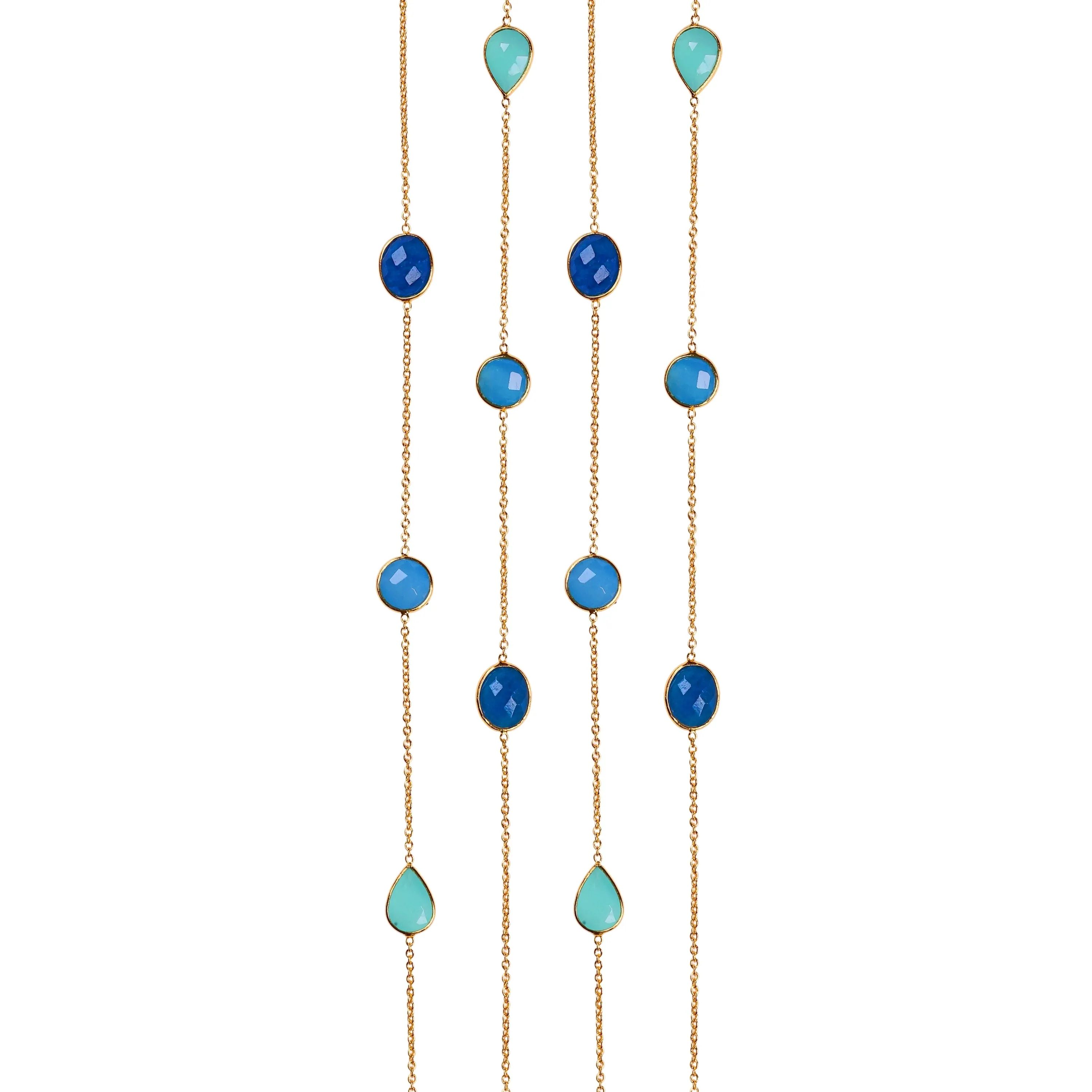 Necklace - Aqua Chalcedony & Lapis Blue Chalcedony