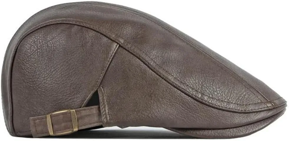 Newsboy Hats for Men Leather Ivy Flat Cap Gatsby Driving Cabbie Beret