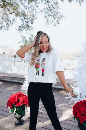 Nutcracker Sequin Graphic T-Shirt Dress - White