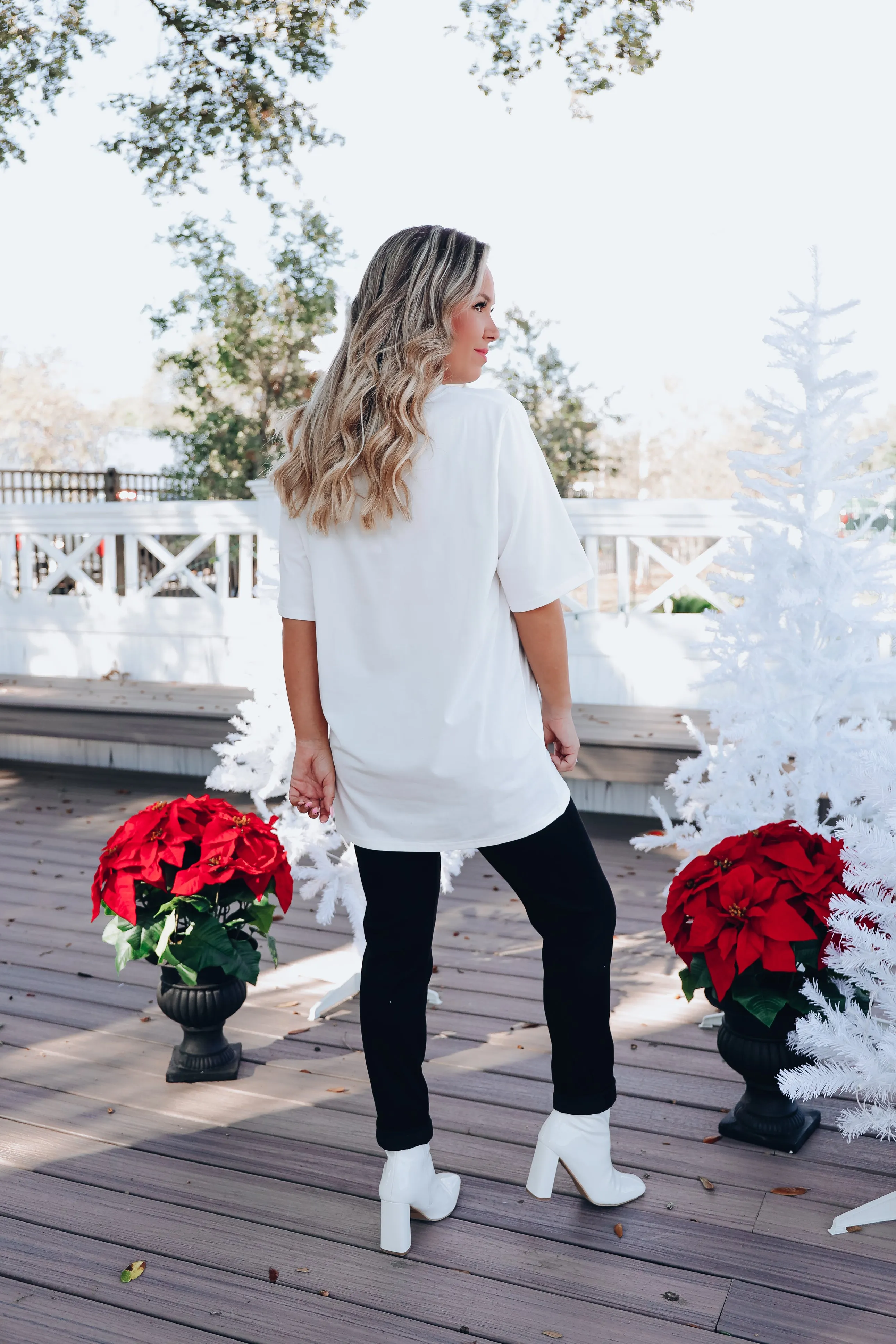 Nutcracker Sequin Graphic T-Shirt Dress - White