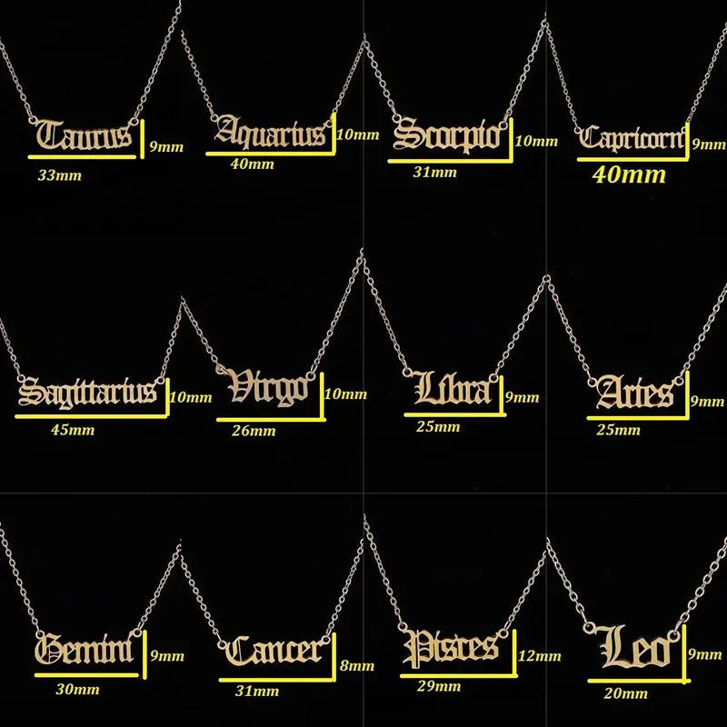Old English Zodiac Name Necklace