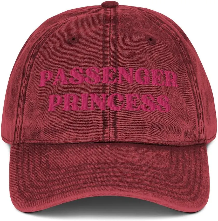 Passenger Princess Vintage Cap Sarcastic Y2k Hat Gift for Her Funny Meme Sarcasm Gift for Friend Women Embroidered Cap