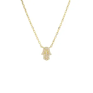Pave Small Hamsa Necklace