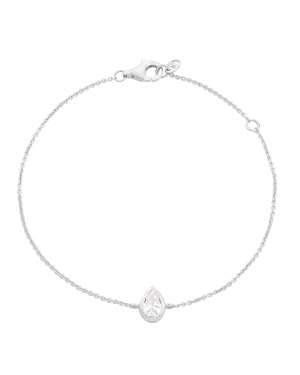 Pear Solitaire Diamond Bracelet - 14K White Gold