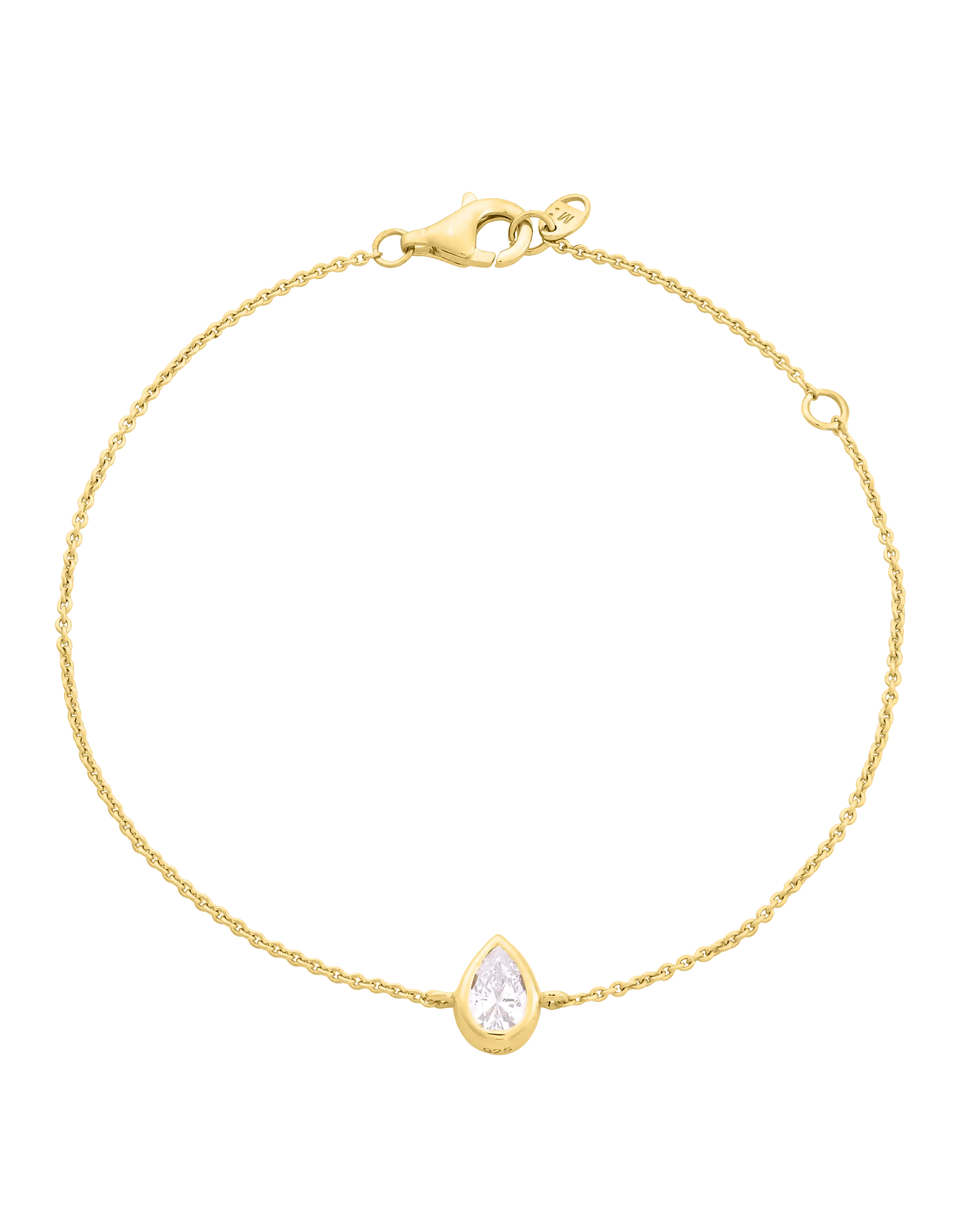 Pear Solitaire Diamond Bracelet - 14K White Gold