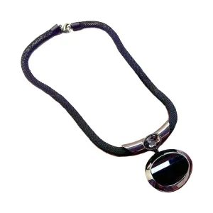 Pendant Elegant Black Beaded Necklace with Exaggerated Clavicle Chain