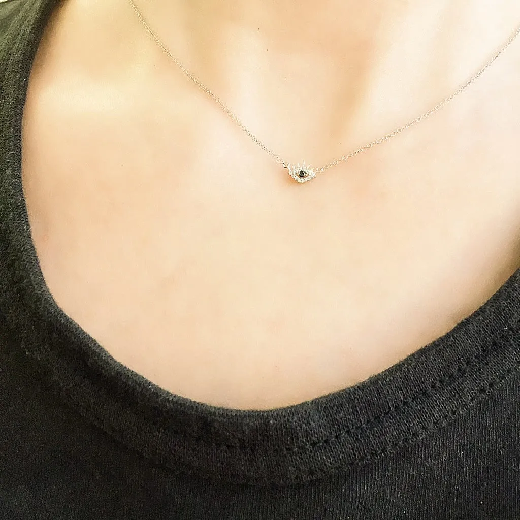 Petite Evil Eye Necklace with Lashes