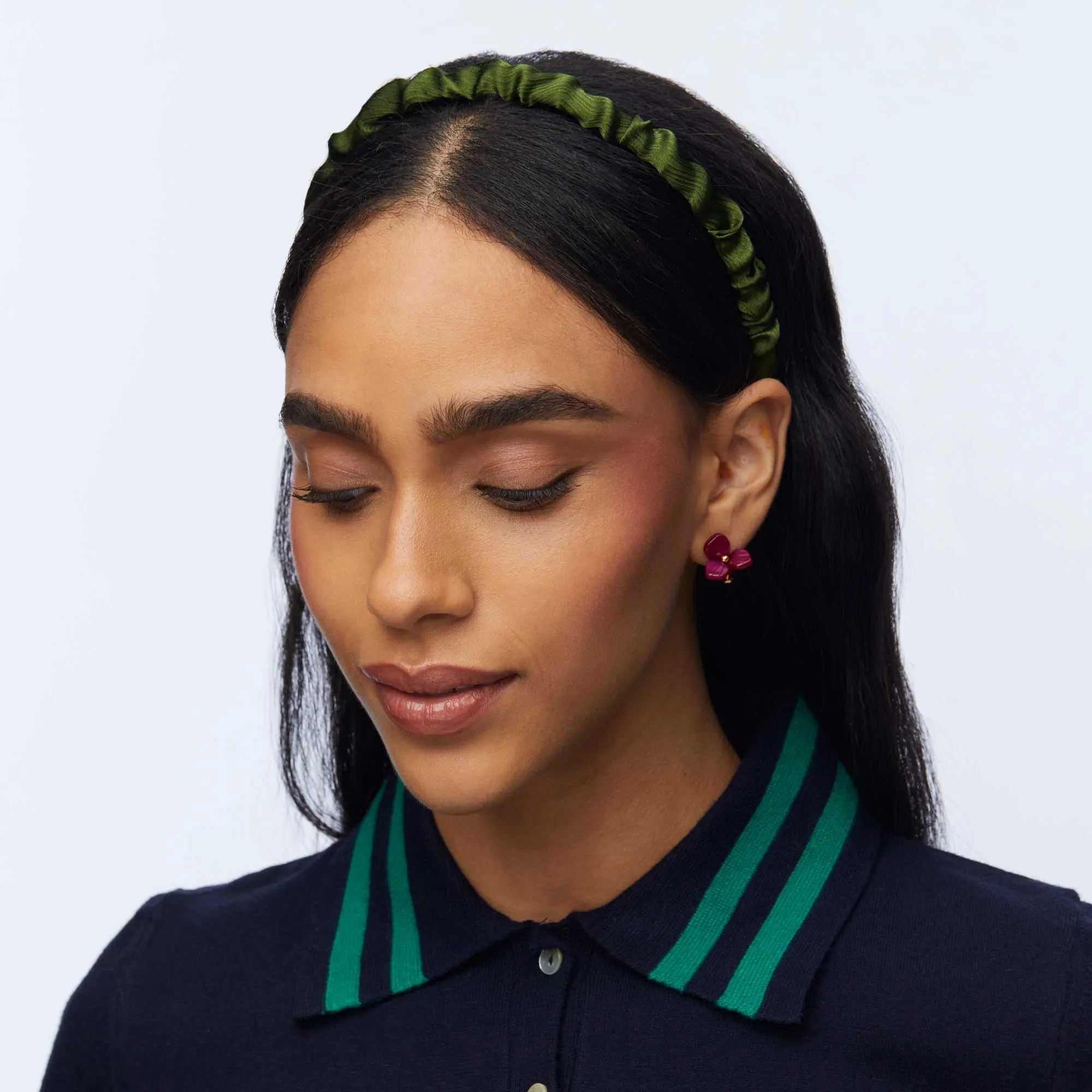 PINE GREEN JESSIE SILK HEADBAND
