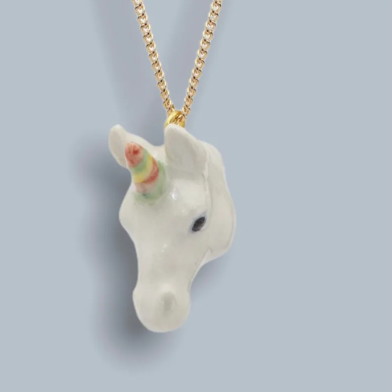 Porcelaine Unicorn Rainbow Necklace by And Mary