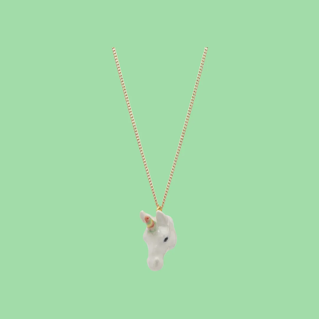 Porcelaine Unicorn Rainbow Necklace by And Mary