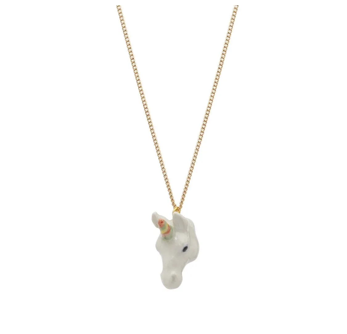 Porcelaine Unicorn Rainbow Necklace by And Mary