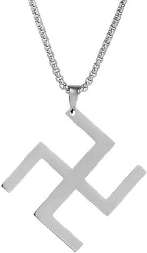 Punk Hip Hop Spiritual Hindu Buddhist Symbol Pendant Stainless Steel Necklace for Men Women