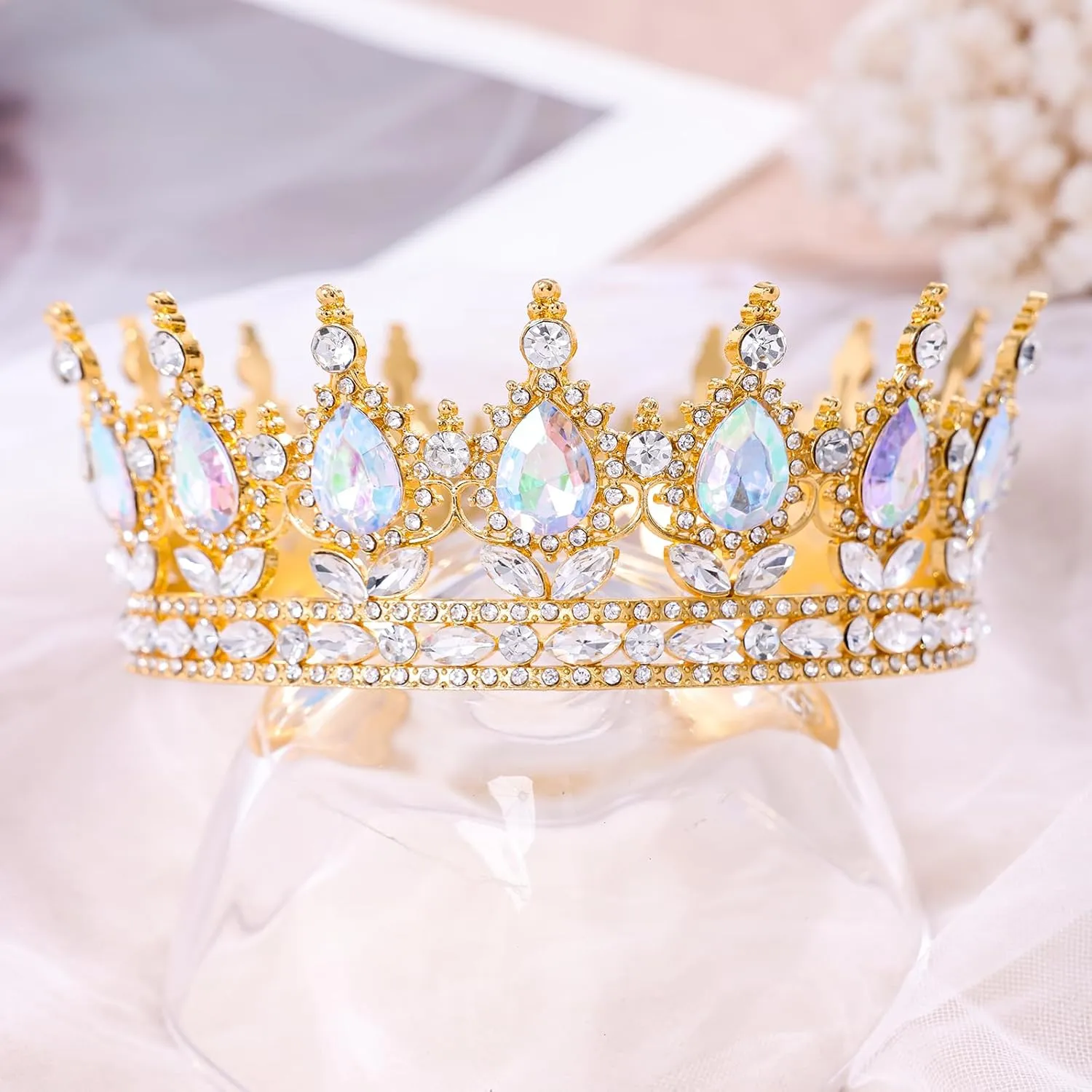 Queen Crown for Women Crystal Tiara for Girl Rhinestone Wedding Headband for Bride Hair Accessories for Costume Birthday Party Prom Gifts