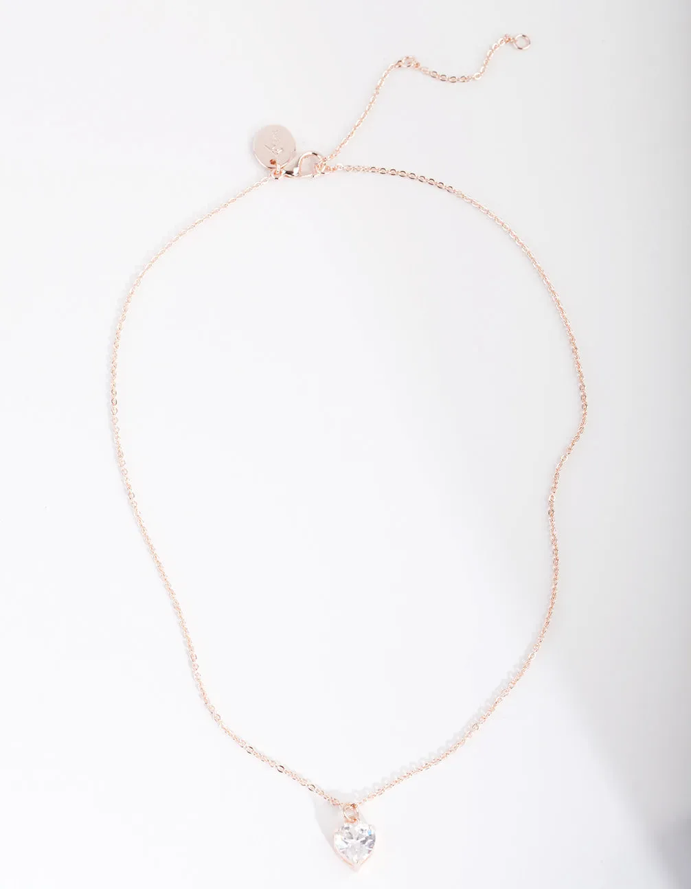 Rose Gold Cubic Zirconia Heart Pendant Necklace