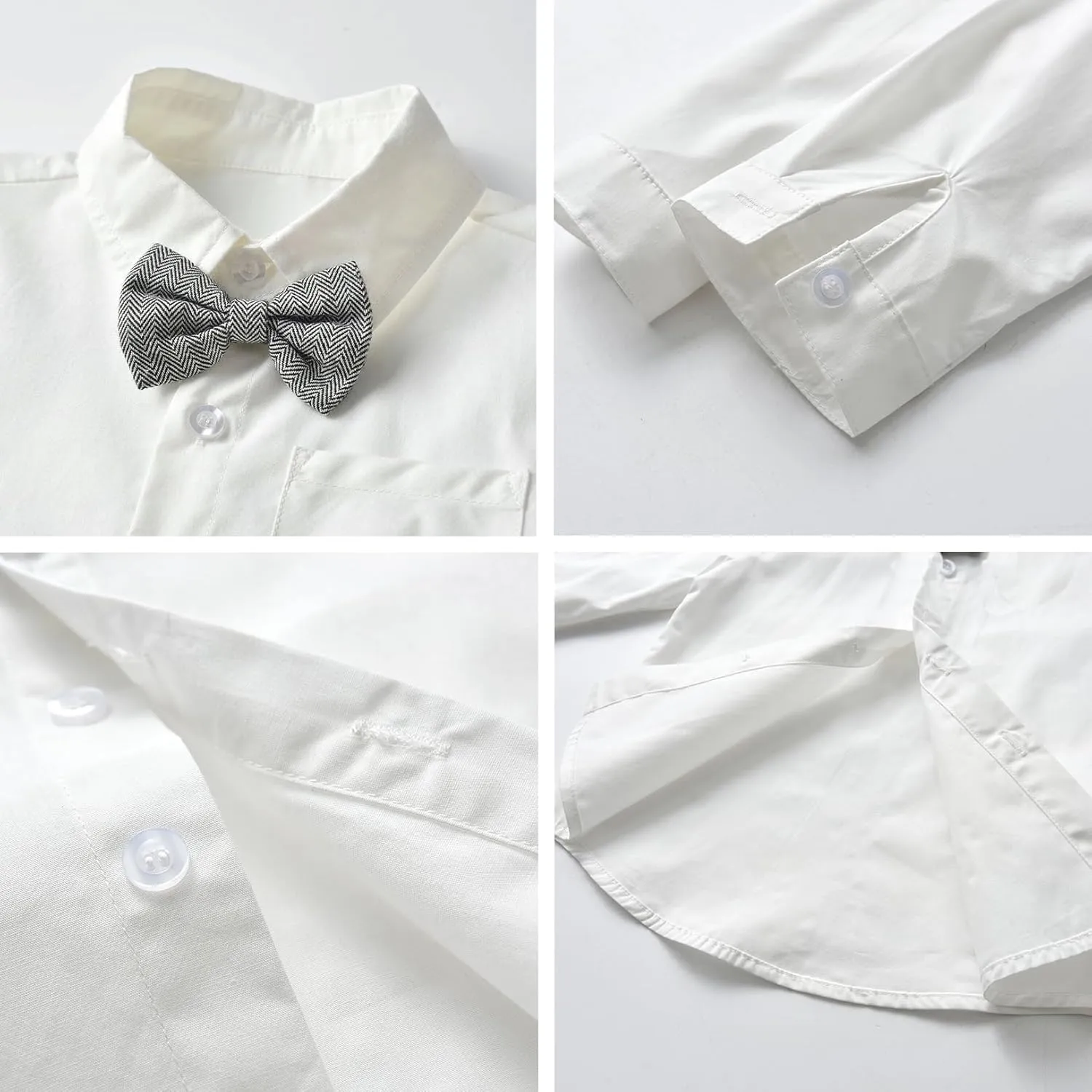 SANGTREE Boys Kids Little Boy Formal Suits Clothes Set, Shirt with Bow Tie Beret Hat Suspender Pants Sets, 3 Months - 9 Years