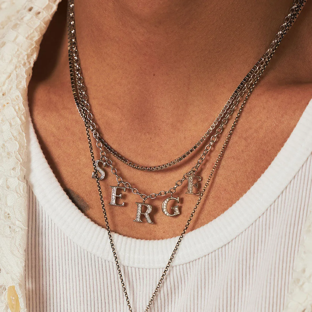 Silver Serge Alphabet Gem Necklace