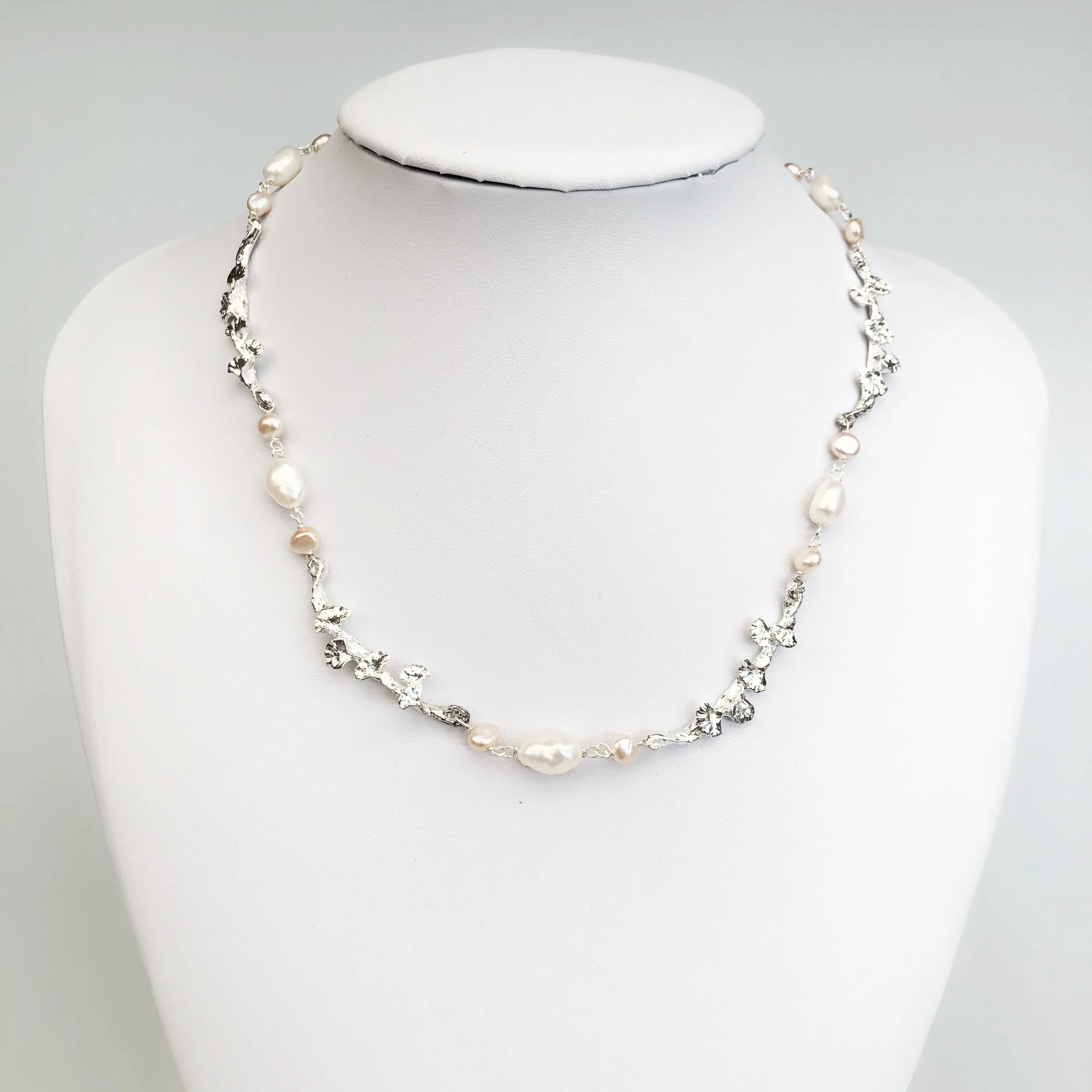 Silver Vine Pearl Necklace