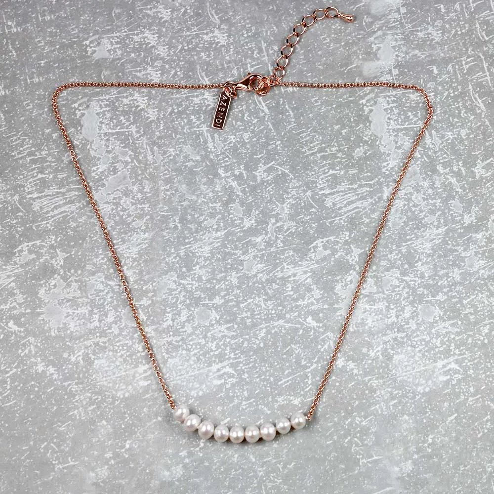 Simple Pearl Strand Necklace - Nine Pearls
