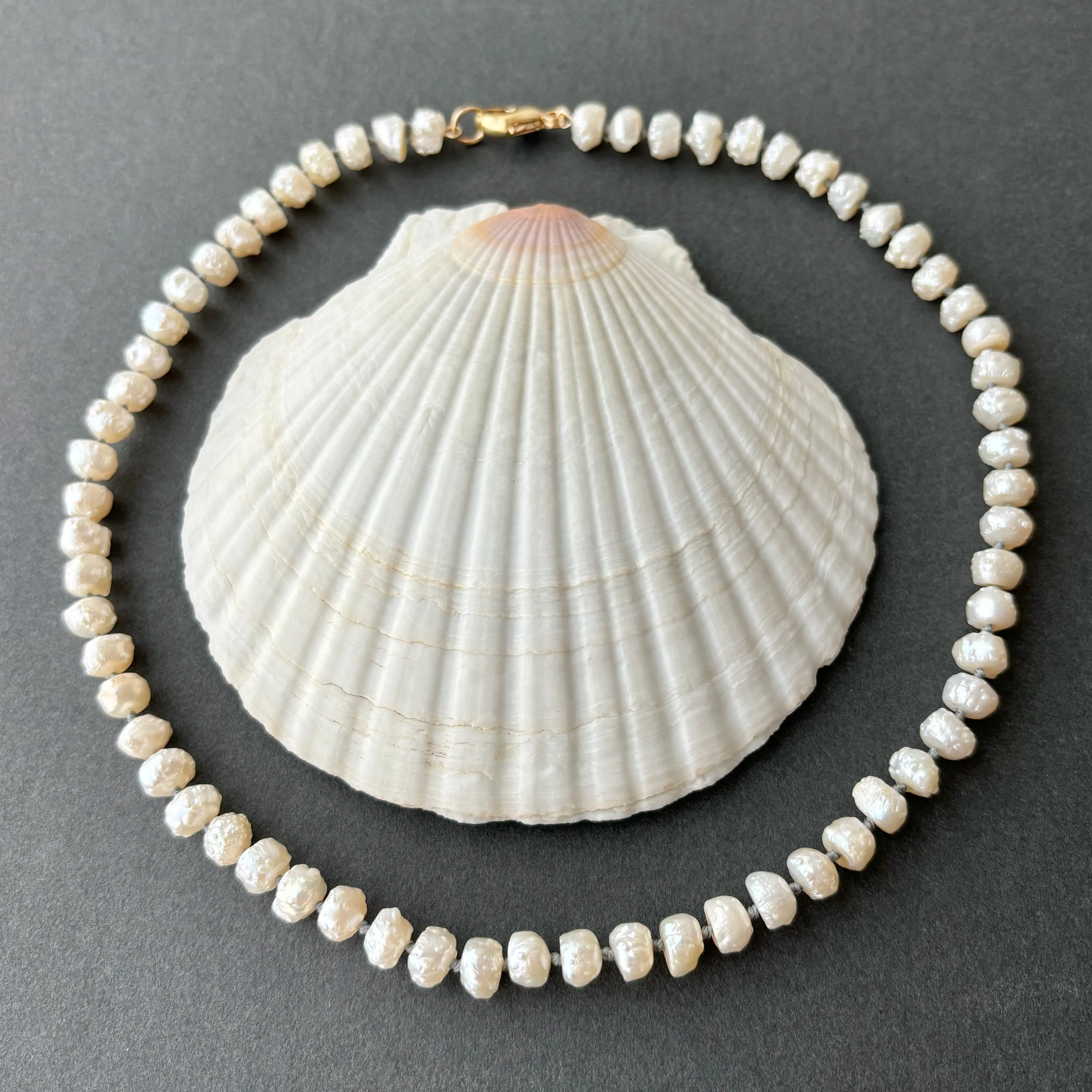 simple rosebud pearl necklace