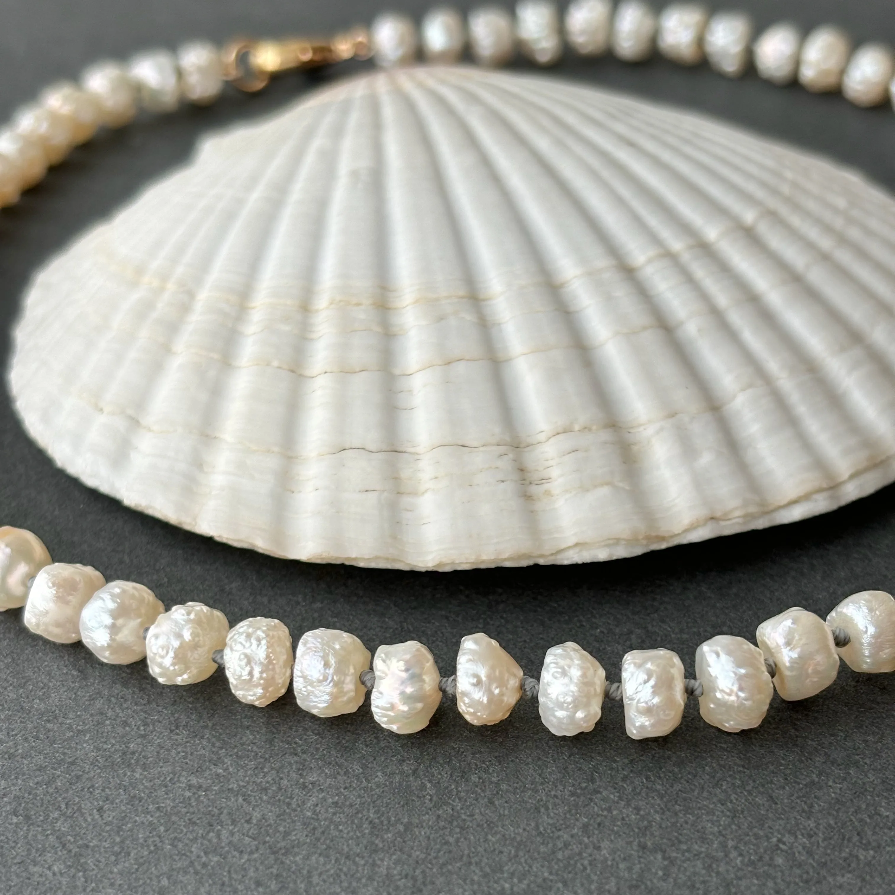 simple rosebud pearl necklace