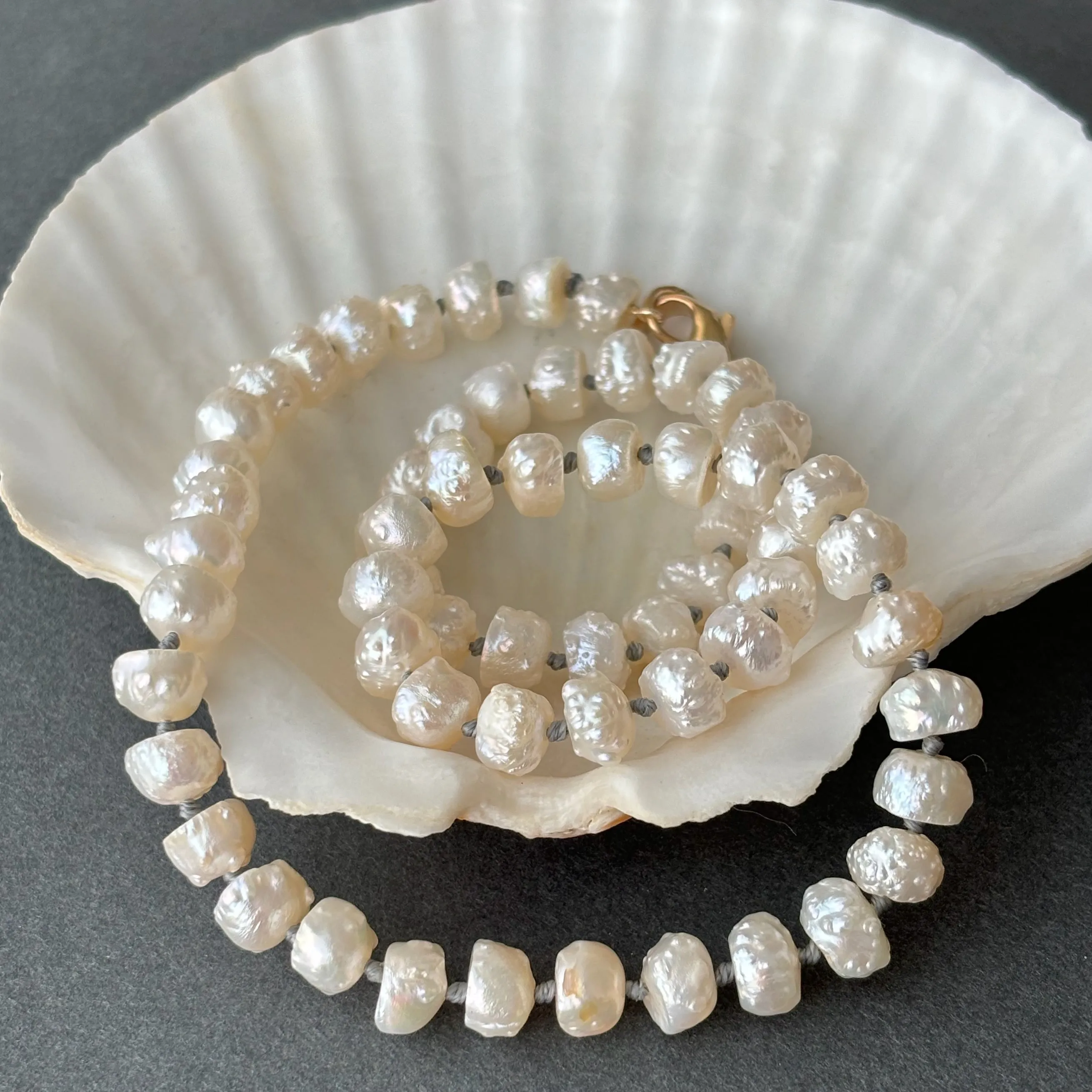 simple rosebud pearl necklace