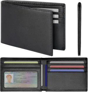 Slim Mens Wallets Leather Rfid Blocking Bifold Wallets for Men With ID Window