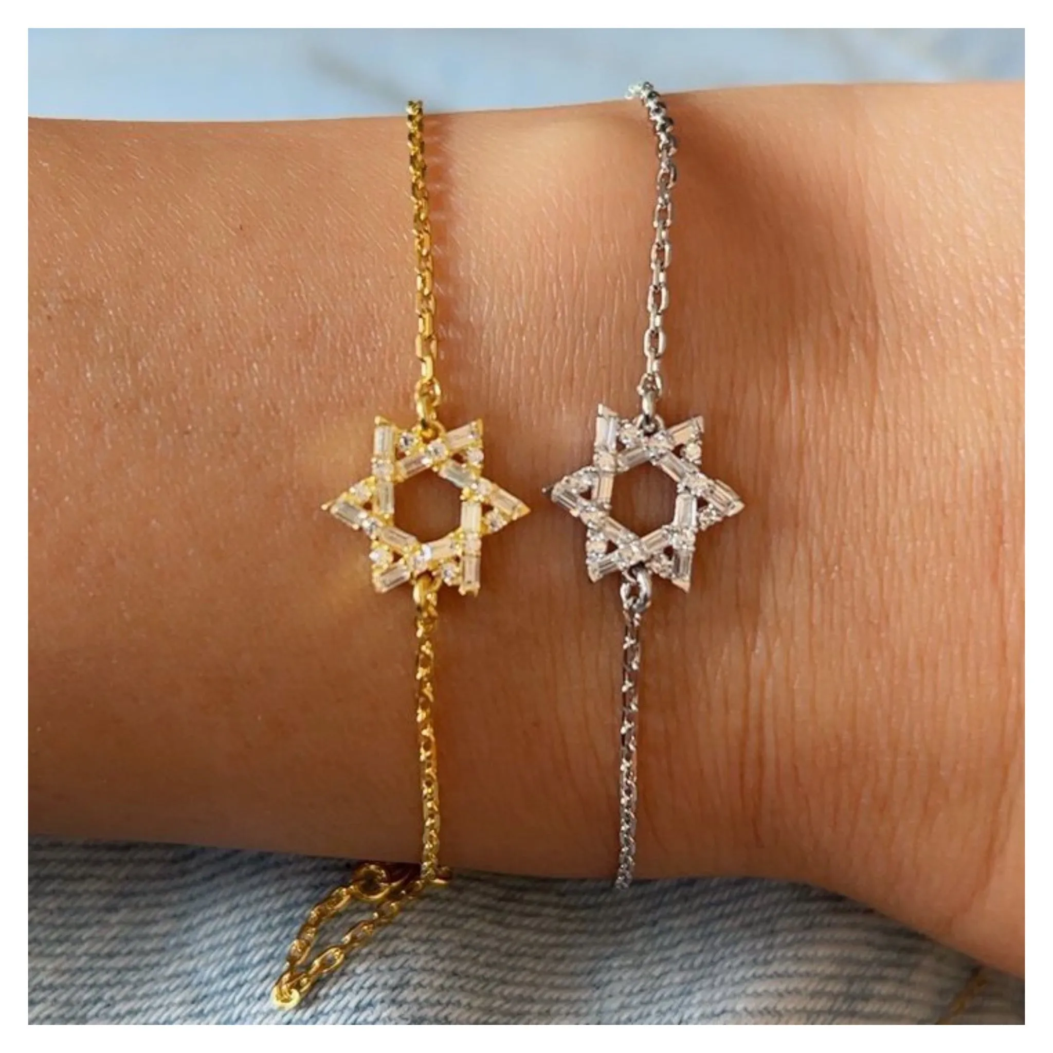 Small Nessa Baguettes Magen David Bracelet