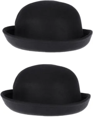SOIMISS 2pcs Fashion Hat for Women Premium Felt Curly Brim Cap All- Design for Parties Weddings and Events Lightweight and Portable Fashion Accessory Black